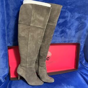 Vince Camuto Taupe/Gray Over-the-Knee Suede Boots